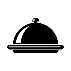 Obraz premium Restaurant food dome cloche serving tray silhouette icon 