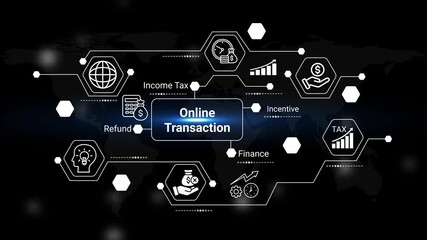 a digital representation of global finance online transactions income tax and financial incentives with interconnected nodes on a world map backdrop high quality professional detailed modern - Powered by Adobe