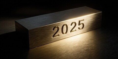 Year 2025: A bold inscription of the year 2025 illuminated against a contrasting background. This image symbolizes future milestones, and anticipation of upcoming events.
