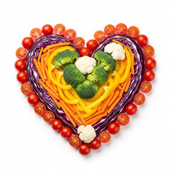 Colorful Heart-Shaped Vegetable Arrangement with Broccoli and Cherry Tomatoes