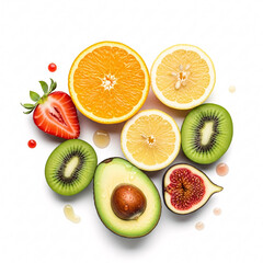 Fresh Fruit Slices Isolated on White Background for Healthy Eating Concepts