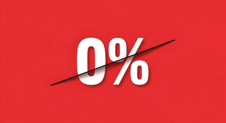 A vibrant zero percent graphic on a striking red background, ideal for marketing campaigns, emphasizing savings and promotions, and business visuals at 135.