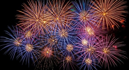 Obraz premium Vibrant fireworks display illuminating the night sky with explosive colors illustration