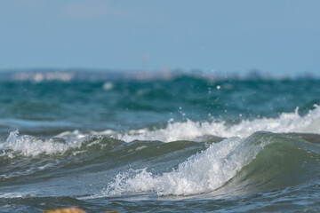 Severe sea waves in the middle of the sea