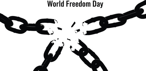 Breaking the chains of oppression symbolizes liberation and the celebration of world freedom day with stark contrast graphics