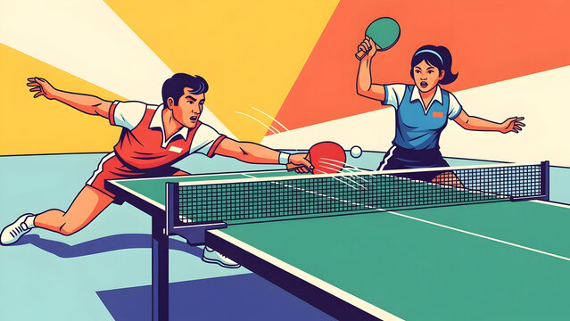 Olympic Table Tennis Athlete In Intense Midgame Action Showing Competitive Match Energy, Fast Reflex Sport Moment, Professional Championship Play On Indoor Arena Stage