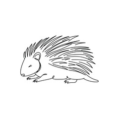Cute sleeping Hedgehog Line drawing. Line art. Illustration