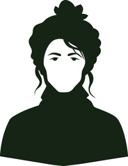 Stylized silhouette portrait of a woman with updo and high collar