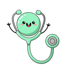 Cute medical icon featuring smiling stethoscope character symbolizes health and hospital care, often associated with doctors and medical professionals