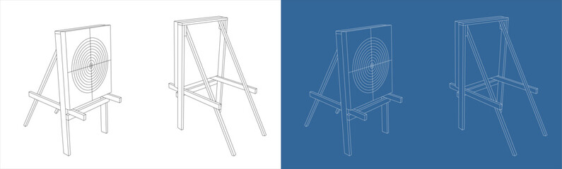 Side View Profile of Shooting Target with Stand Technical Drawing