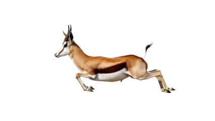 Fototapeta premium Jumping Gazelle in Motion,Gazelle leaping dynamically, wildlife action pose isolated on white. Keywords: 