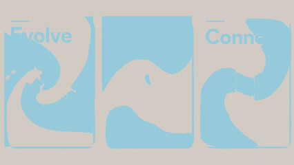 Modern business concepts evolve connect and grow with abstract blue wave designs on beige background