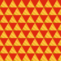 Geometric seamless pattern.Golden triangle repeat pattern isolated on red background.Abstract graphic vector 