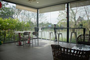 Beautiful natural interior view of the cafe