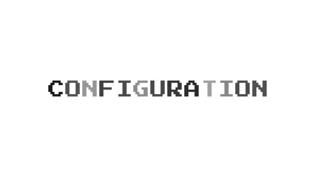 Configuration Pixel Text on White Background. Retro Game Settings Screen