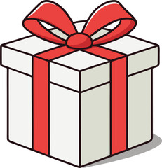 A red gift box with a ribbon and bow is a festive surprise present for a Christmas or birthday celebration holiday decoration
