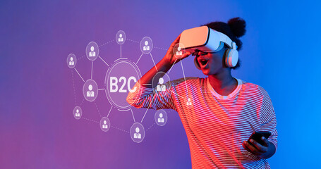 A young individual fully immersed in a virtual reality experience, showcasing modern technology...