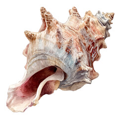 Whelk Head in watercolor style, vector illustration, isolated on white background.