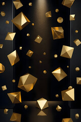 AI Image Of Golden Cubic Shapes Floating In Black Void