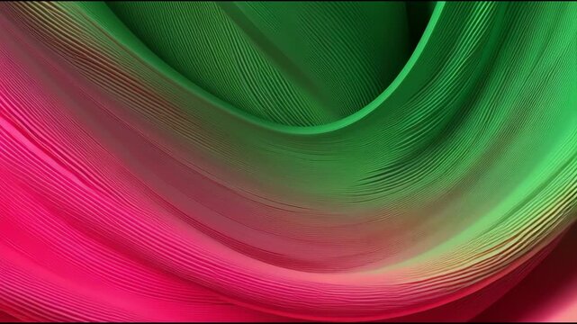 Flowing magenta and green silk abstract waves background loop.