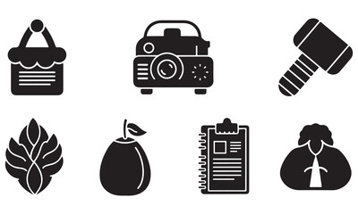 Collection of Diverse Black and White Icons