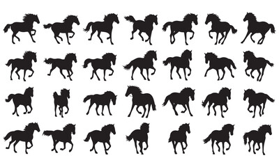 Collection of Horse Silhouettes in Various Poses