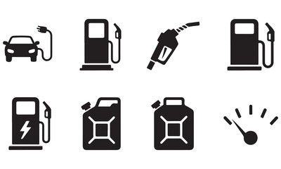 Set of Icons Representing Fueling and Energy Sources