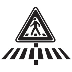 Pedestrian Crossing Sign and Zebra Crossing Illustration