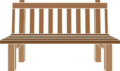 Simple Brown Wooden Park Bench Illustration