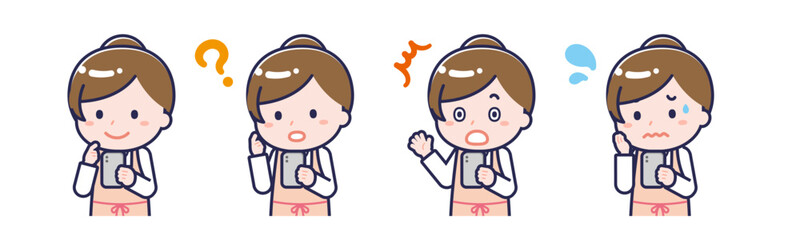 スマートフォンを使う「保育士」の女性