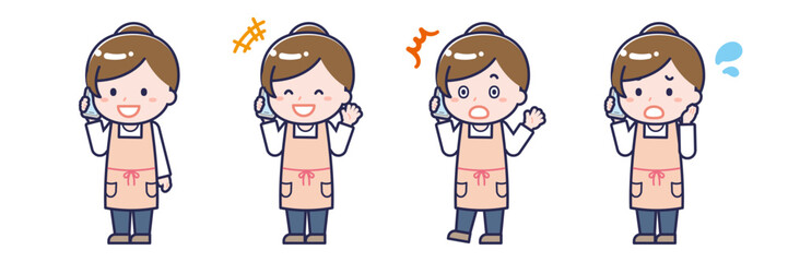 スマートフォンを使う「保育士」の女性