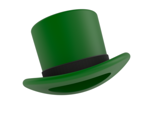 Green leprechaun hat on white background. Isolated 3D illustration