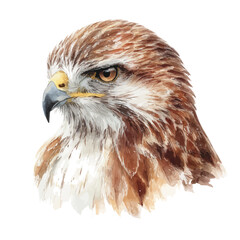 Watercolor illustration of Buzzard Head, vector artwork, isolated on white background.