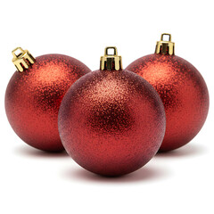 Three Sparkling Red Christmas Ornaments