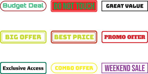 Set of vibrant sale labels isolated on transparent background