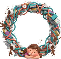 Obraz premium 3D a woman sleeping at her office desk Frame