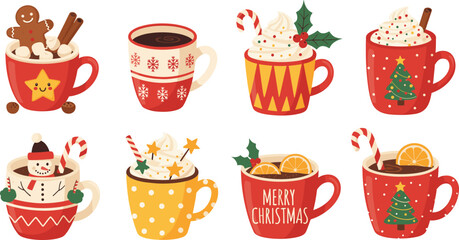 Set of Various Cake Slices. Vector Illustration of Birthday Cake, Red Velvet, Chocolate, and Strawberry Desserts.