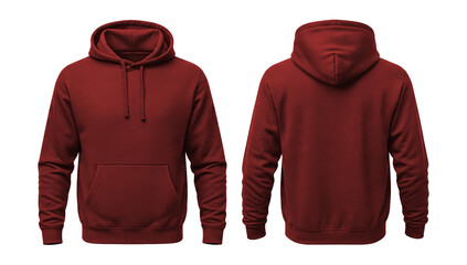 Blank Red Hoodie Mockup Front and Back Isolated on White Background © Drip