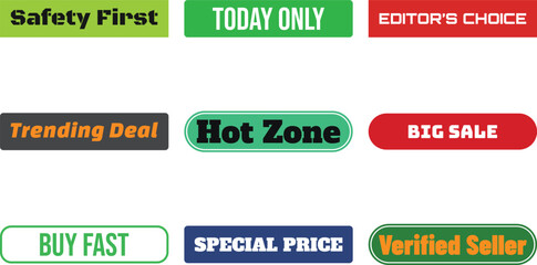 Collection of colorful promotional badges isolated on a transparent background