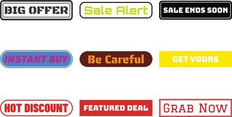Collection of sale discount labels and stickers isolated on white background