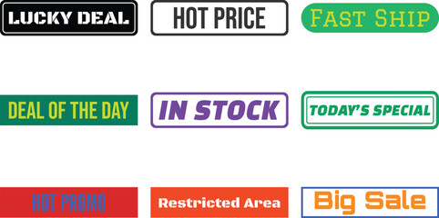 Various colorful sales labels isolated on transparent background