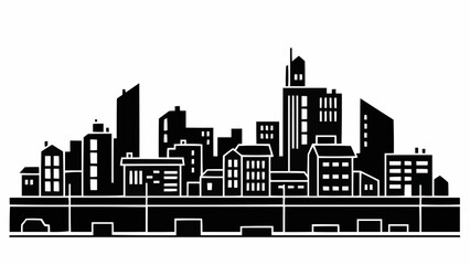 Obraz premium Modern City Skyline Silhouette Black and White.