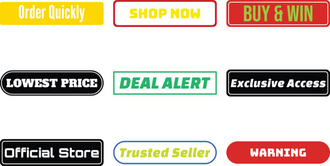 Set of colorful shopping labels isolated on a transparent background