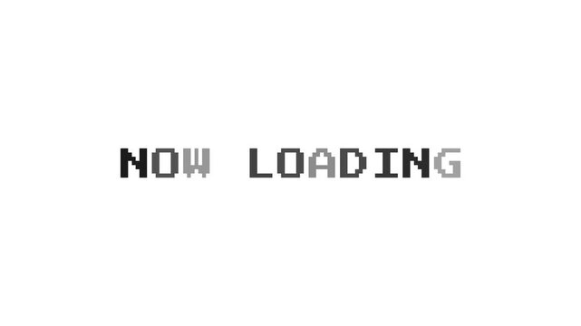 Now Loading Text Animation on White Background, Classic Video Game Loading Screen