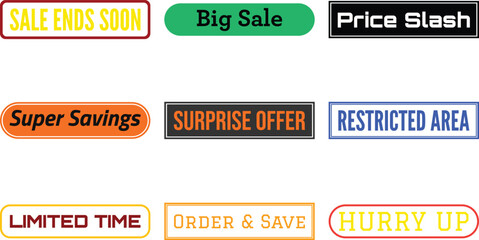 Bright colorful sale and discount banner designs isolated on white background