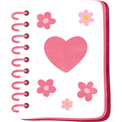 Cute Spiral Notebook With Heart Decoration Illustration