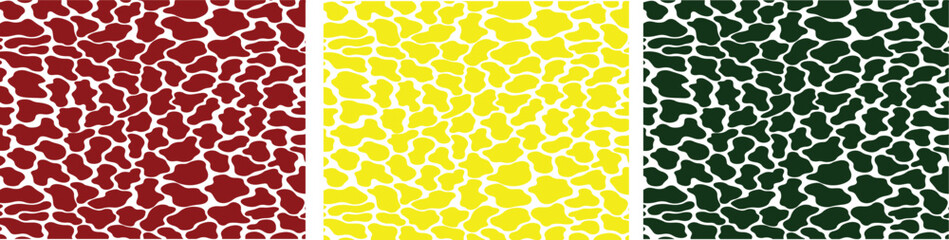 Digital Mosaic Texture Red, Yellow, and Green Abstract Backgrounds in three colors