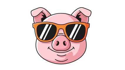 Cool Pig Wearing Sunglasses, Funny Cartoon Animal Character Illustration