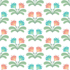 Vector floral pattern in pastel colors on a white background