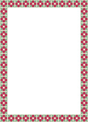 "Colorful Floral Decorative Border with Pink and Green Flowers"
